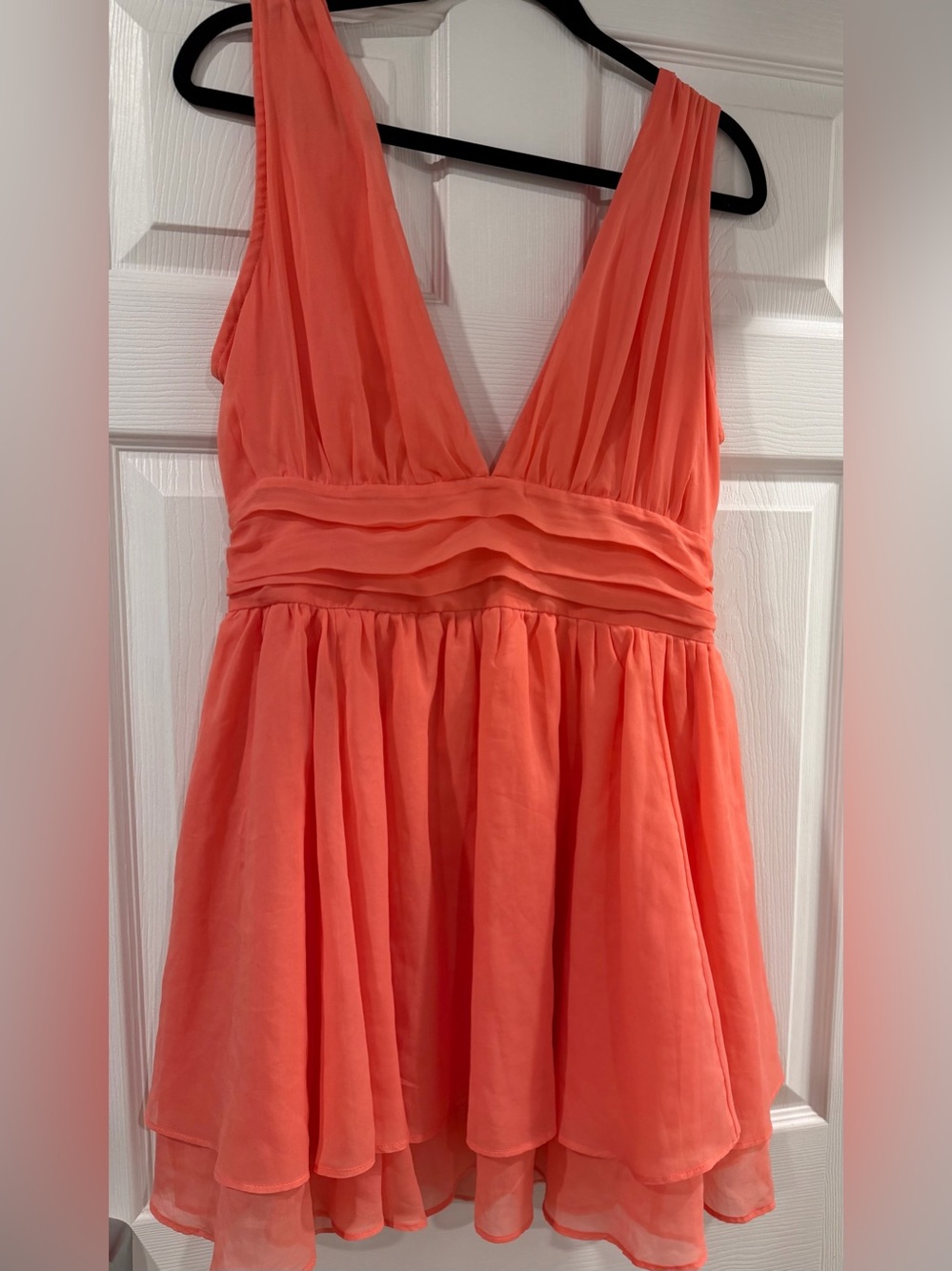 Abercrombie & Fitch Coral Sleeveless V-Neck Mini Dress